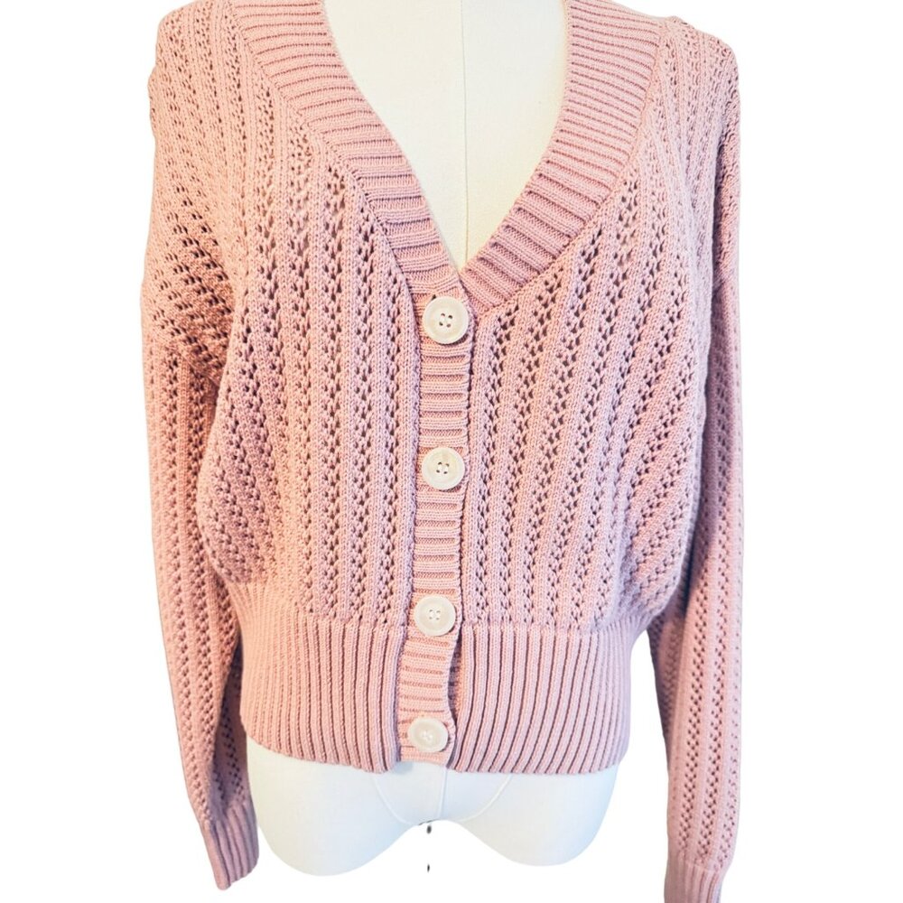Marc New York Andrew Marc Large Pink/Mauve Knit Sweater - Picture 1 of 9